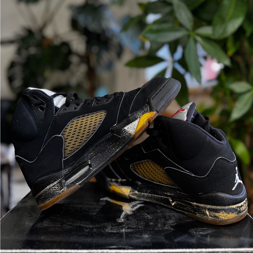 Black and Gold High-Top Sneakers